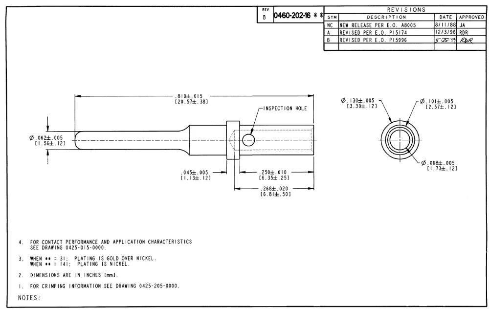 Deutsch Dt Gold Plated Pin/connector Terminal 04602021631 For Wire