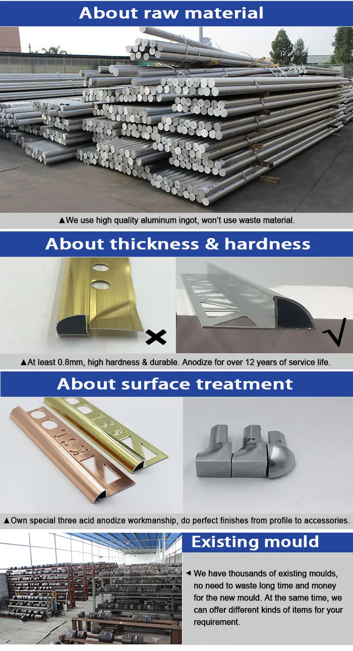 Attractive Open Round Aluminium Tile Edging Strip Edging Metal Tile