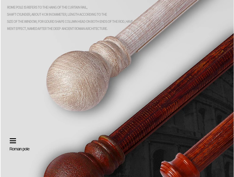 3D Artical Aluminum Alloy  Roman Rod 28mm Wood Grain Curtain Pole full stock