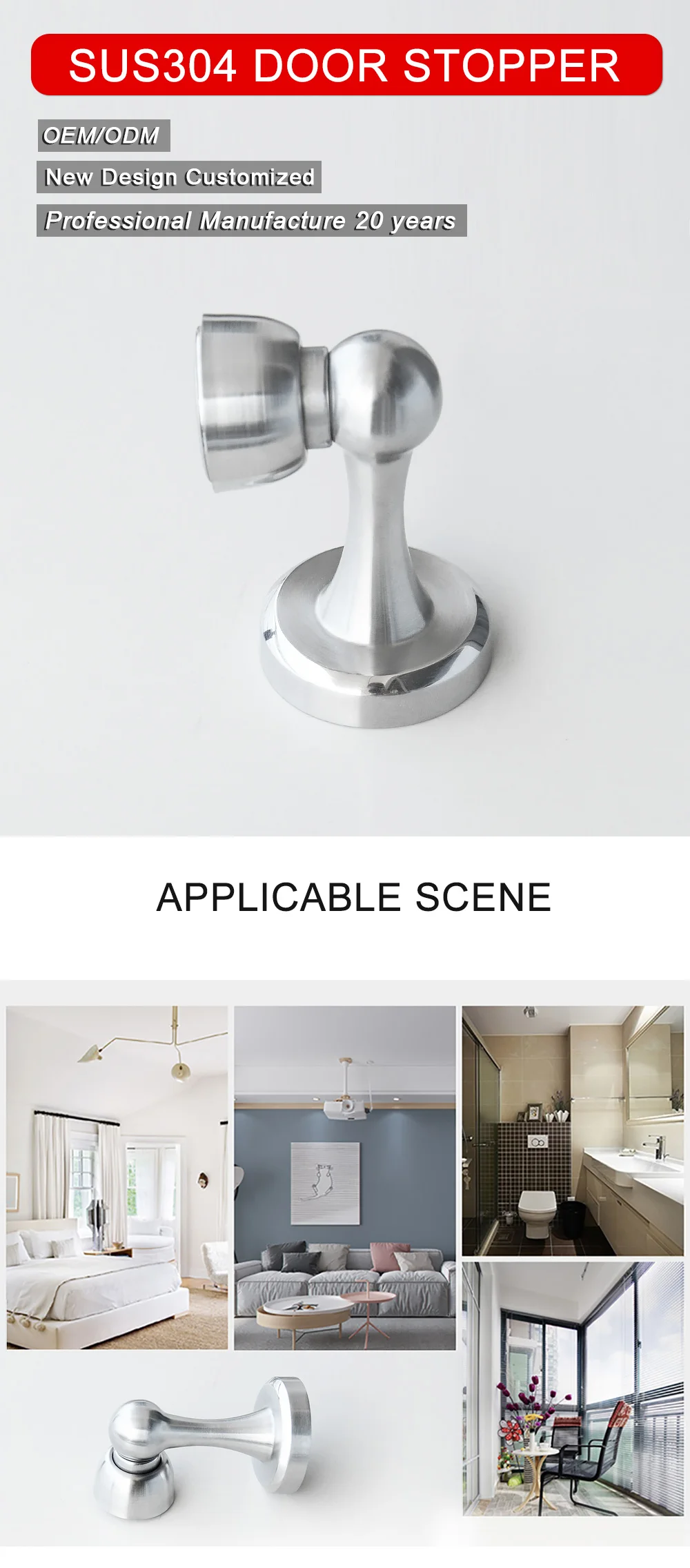 Glass Shower Door Stop Closing Door Retainer Solid Stainless