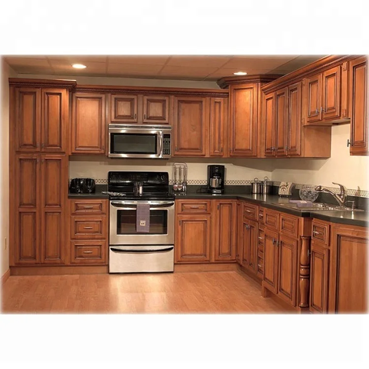 American Cherry Wood Solid Wood Kitchen Cabinet With Granite