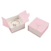 Recycled cardboard jewelry paper box with velvet insert for rings earrings gift packaging magnetic folding paper watch box