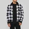 High Quality Autumn 100% Cotton Plaid Zip Up Bomber Fleece Flannel Jacket for Men With Sherpa Collar