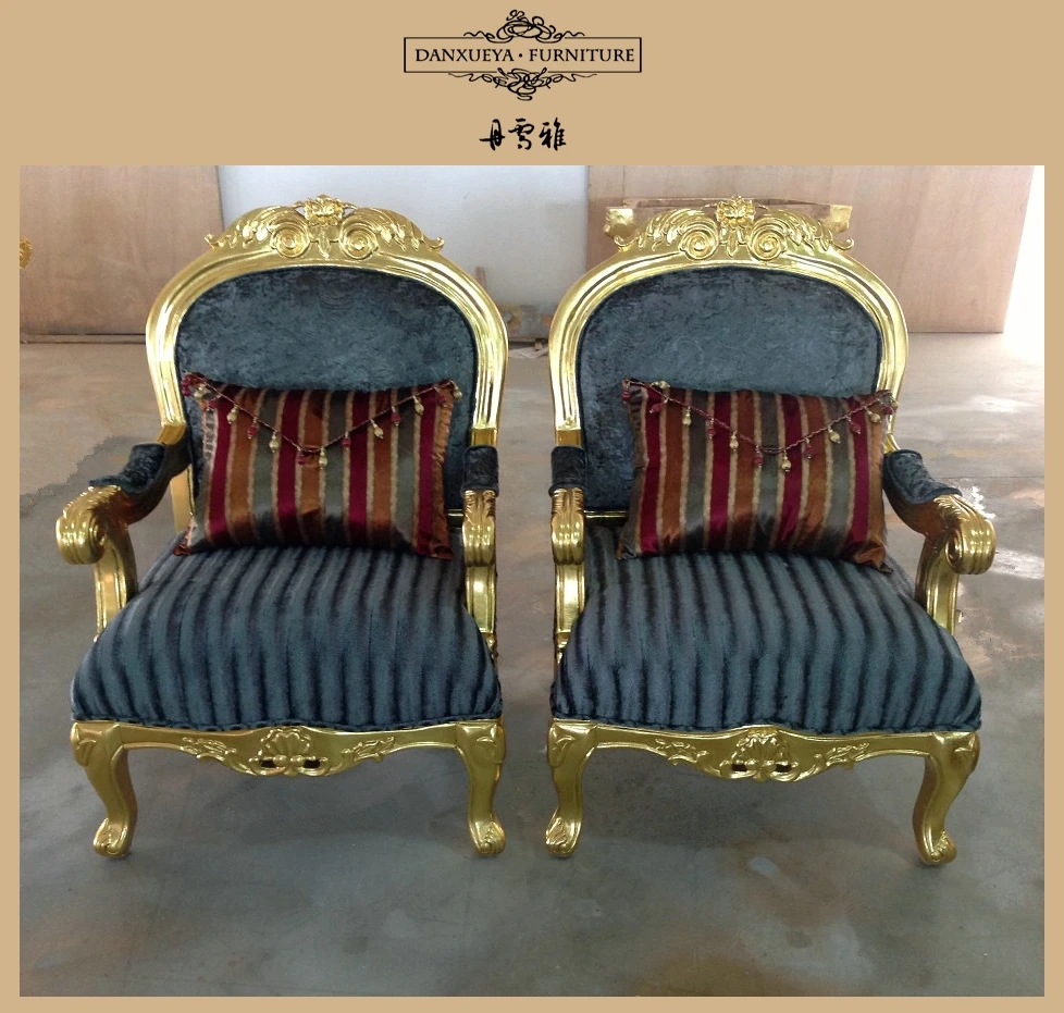 Arabic royal living room furniture luxury golden wood carved sofa
