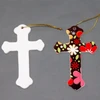 Colorking Heat transfer printing cross pendent necklace blank ceramic holy cross pendant sublimation holy pendent