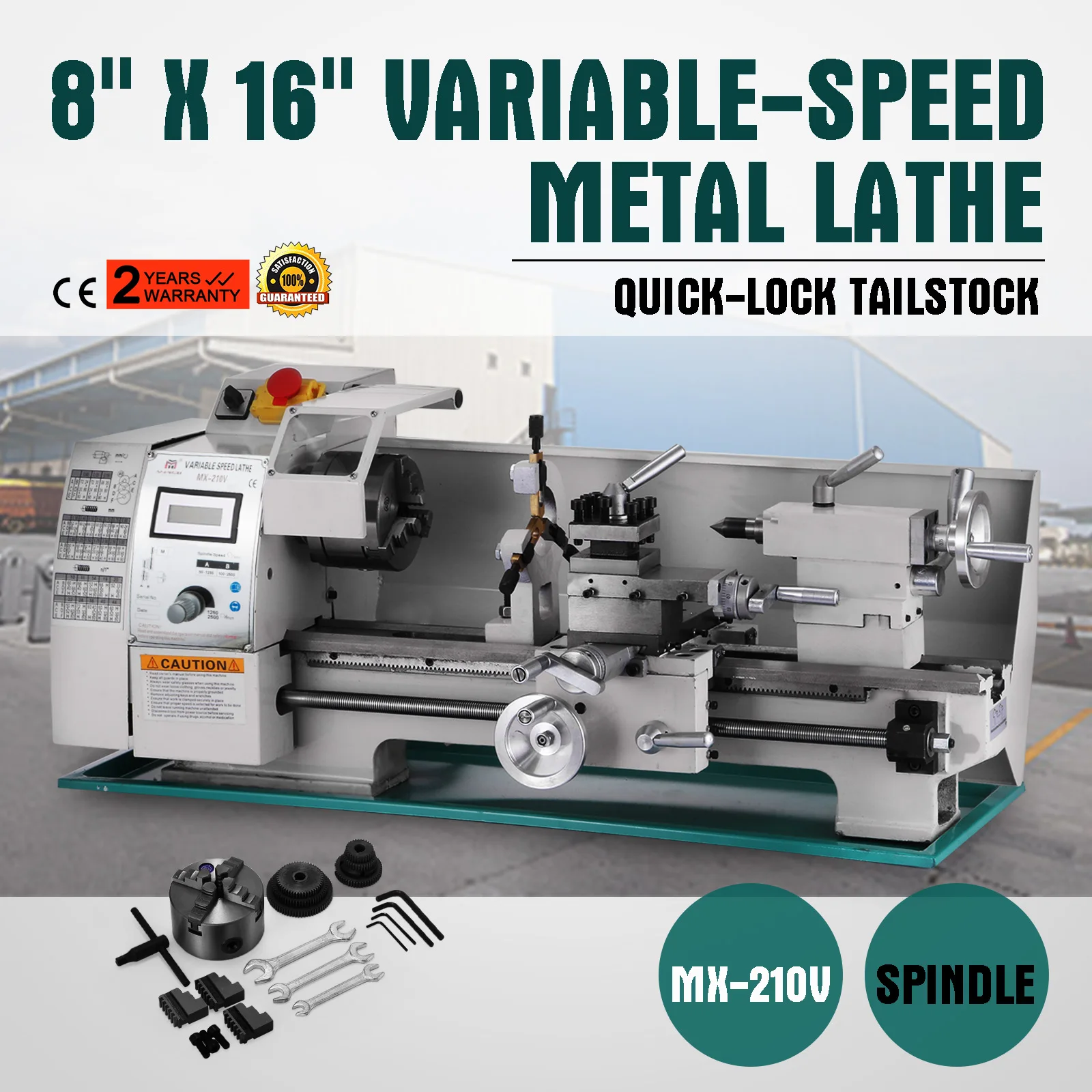 8x16 Inch Metal Lathe 2500rpm 750w Mini Bench Lathe Variable Spindle