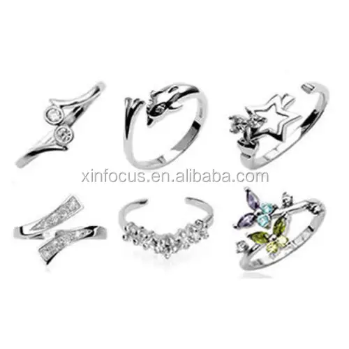 Sterling Silver 925 Toe Ring Black Crystal Adjustable