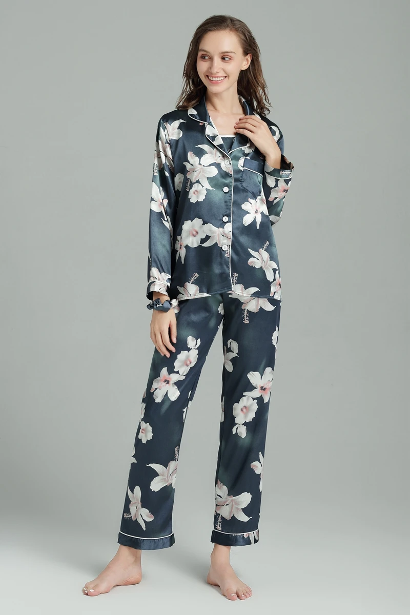 Sleepwear 7 Pieces Silk Pyjamas Set 2019 Women Spring Summer Sexy Silk