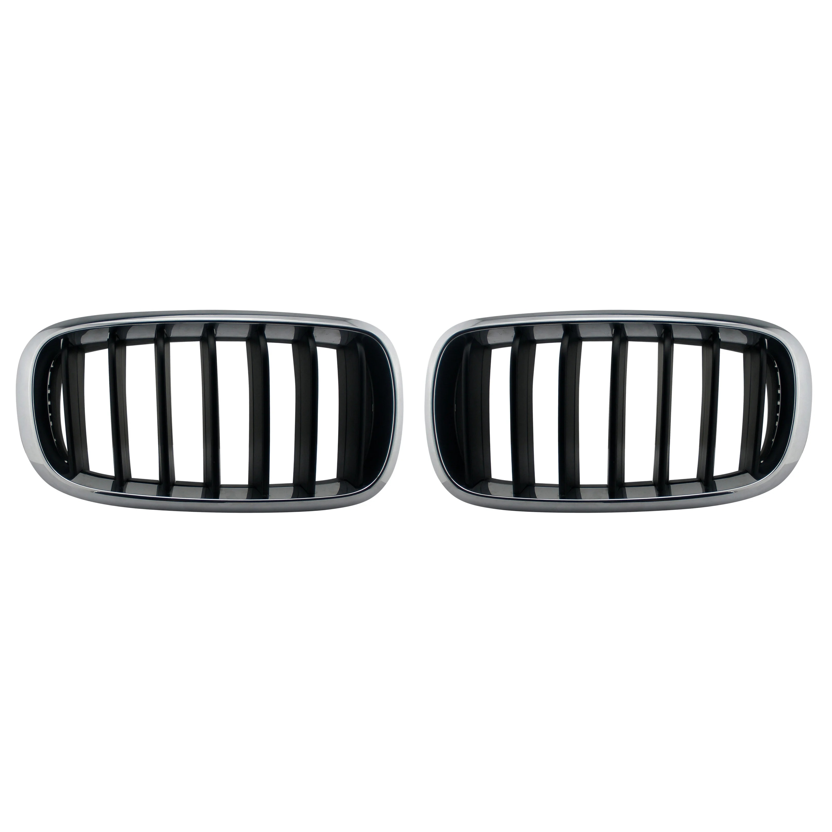 1 Pair Left+Right Front  Bumper N//S Grill  With Silver Trim For BMW E70 X5 07-09