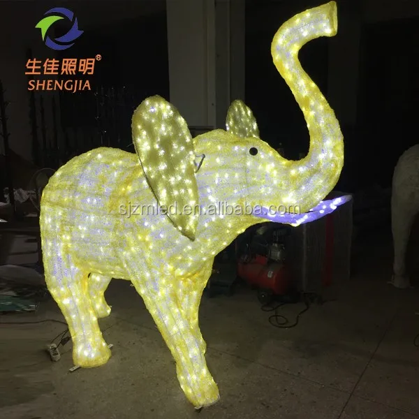 Outdoor Use 3D large elephant Acrylic Motif LED Light for Christmas