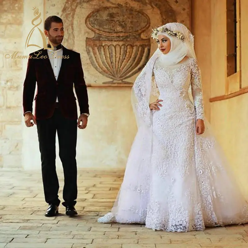 white wedding dress hijab