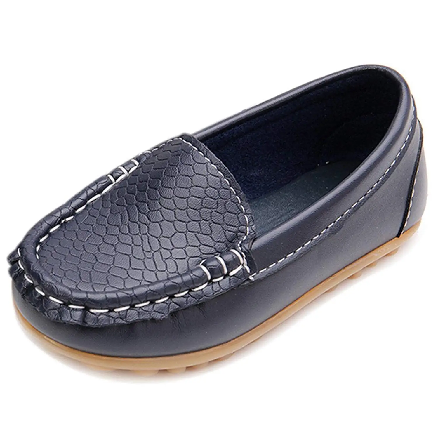 Kids Boys Girls Toddler Slip On Soft Loafers Oxford Flats Casual PU Boat Shoes