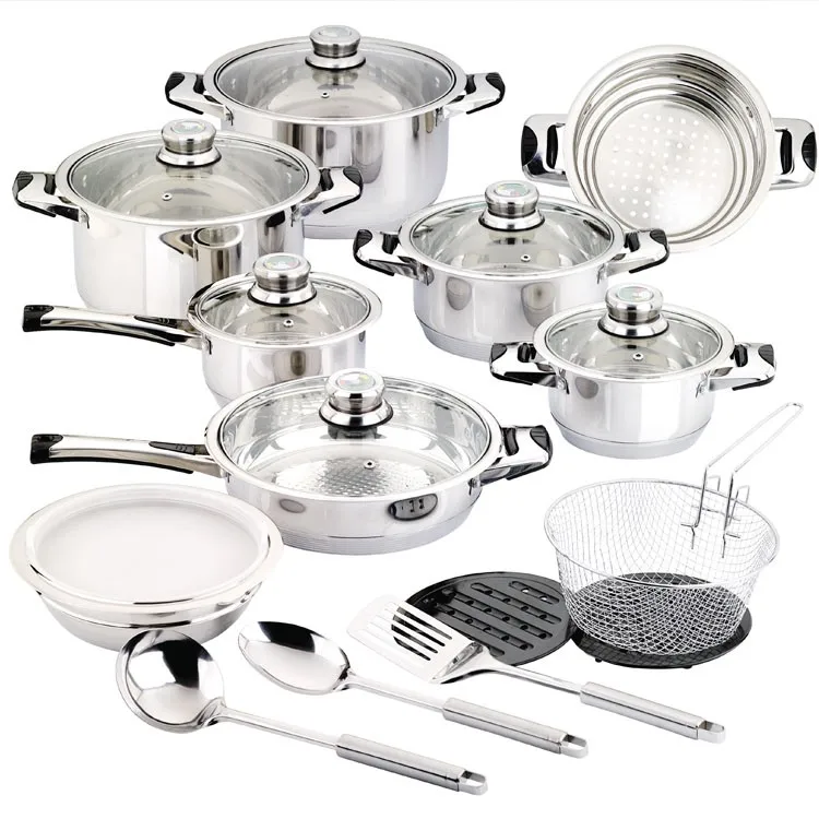 German 30pcs Stainless Steel Cookware Sets With Thermometer Impact