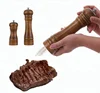 wholesale high quality shaker hand operate mill type salt pepper grinders nature bamboo wood manual spice grinder and shaker set