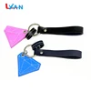Factory wholesale promotional custom couple metal leather keychains diamond shape