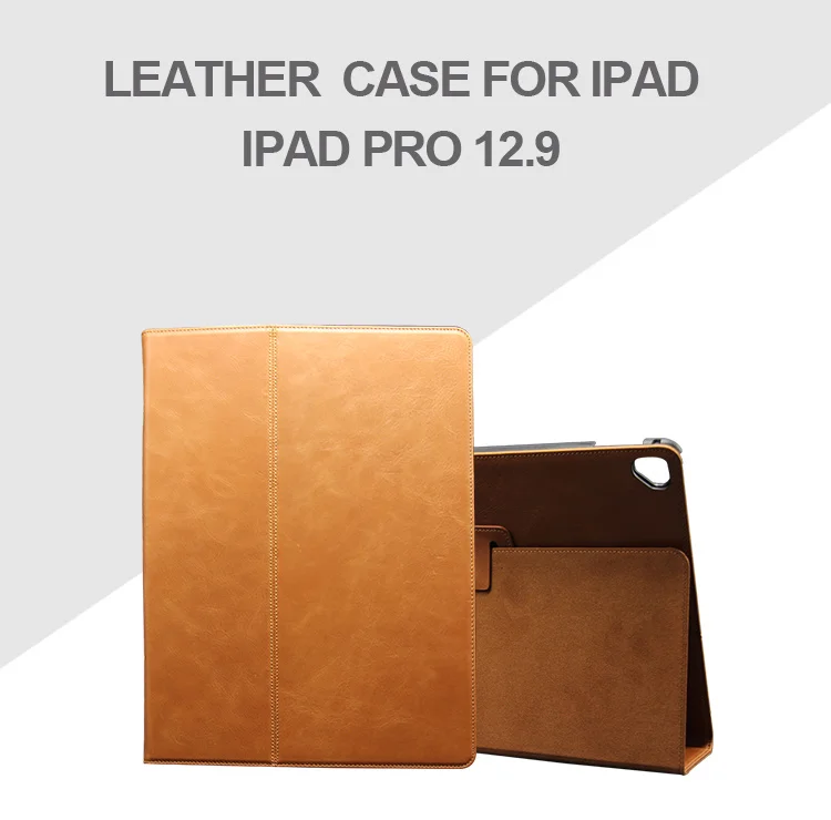 Top grain genuine cow leather protective tablet case for ipad pro 12.9 inch 2017
