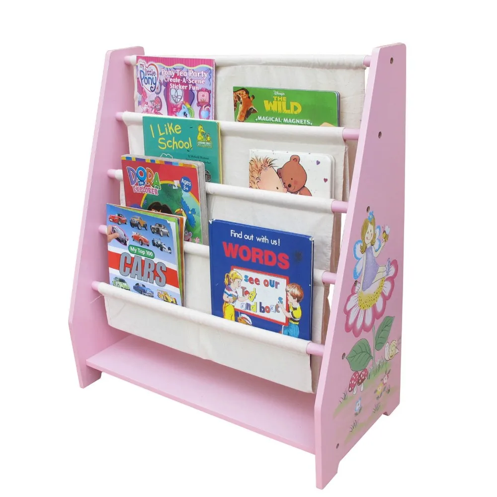 Children 5 Tier Canvas Book Stand Kids Fairy Storage Bookcase