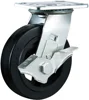 Solid rubber cast iron wheel 8 inch 200mm swivel caster with side brake heavy duty rail trolley roller