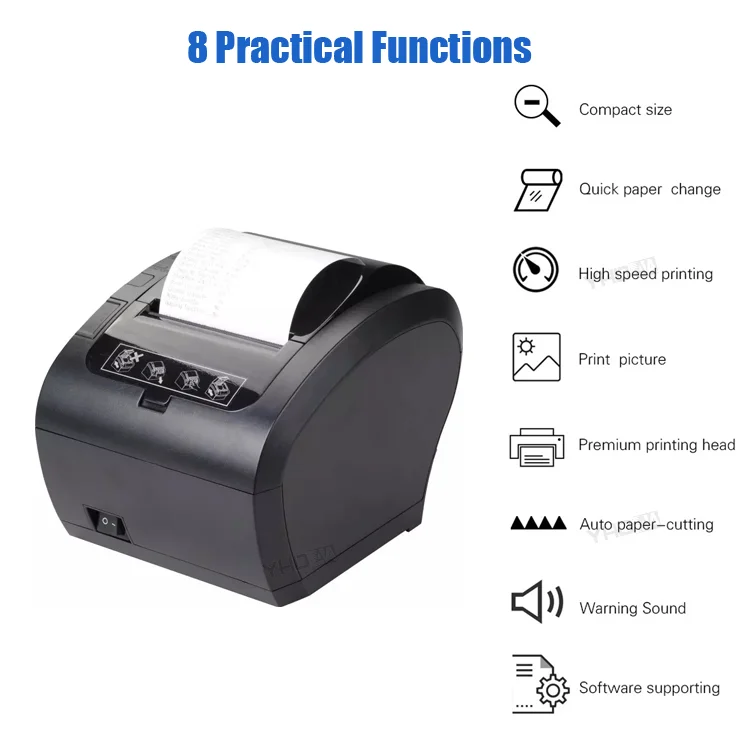 POS Direct Thermal Receipt Printer with Auto Cutter Receipt Printer 80mm with USB Ethernet( (LAN) Support Cash Drawer