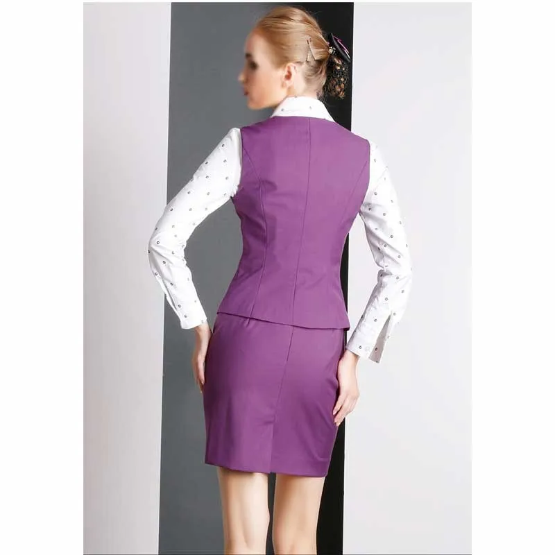 Oem Delicate Design Tailoring Fashion Purple Elegant Airline Stewardess