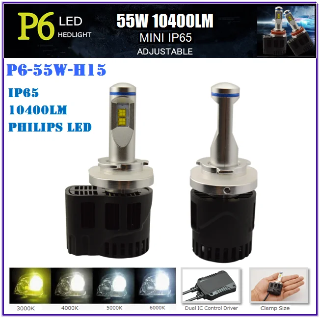 12-24V 55W 10400LM H15 skoda octavia LED front headlights,led headlight bulb for honda vezel,harley davision headlight