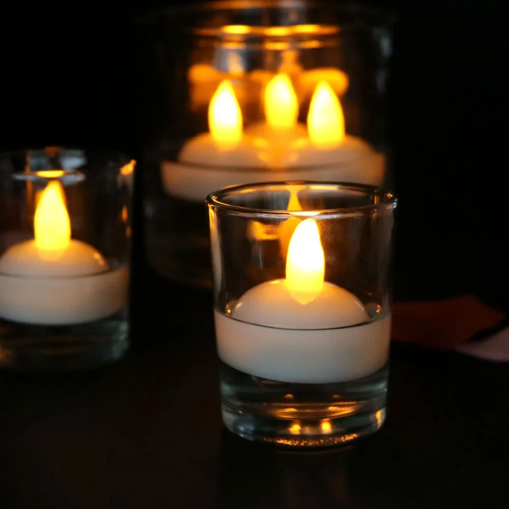 Waterproof Floating Tealights Yellow Flickeing Flameless Floating