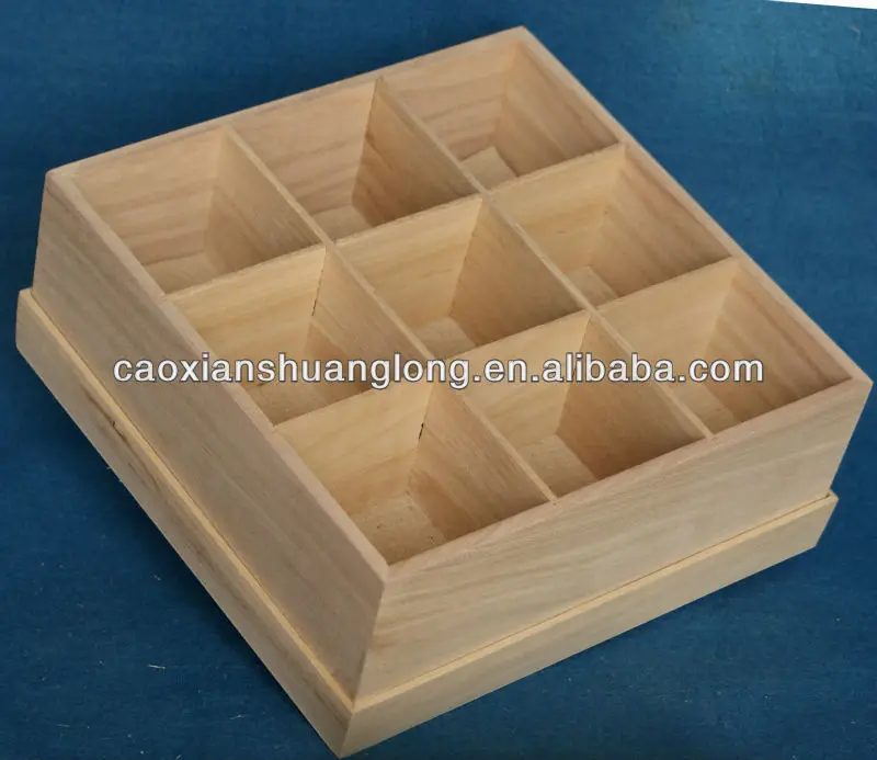 unfinished wood box with divider