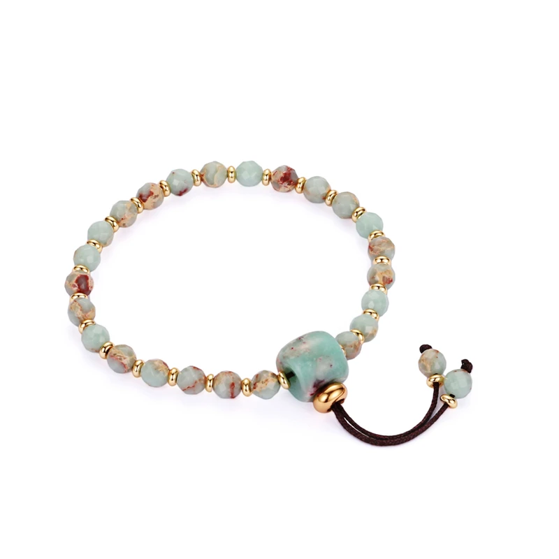 Fashion Imperial Jasper Spacer Bead 6mm Black Lave Stone Bracelet Gift Jewelry