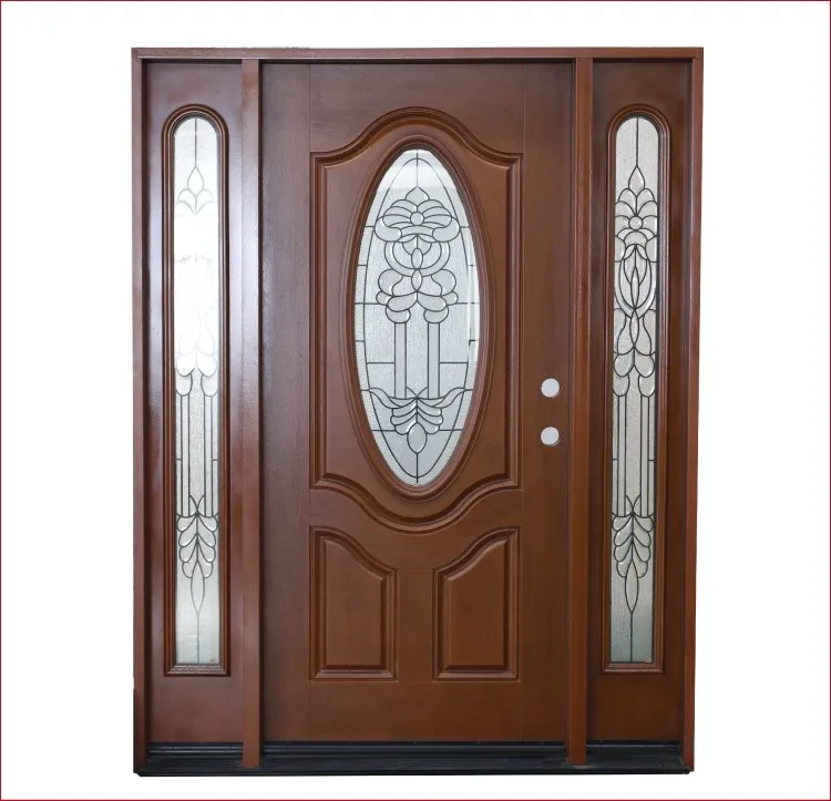 FRP GRP SMC door Fiberglass DOOR Woodgrain Texture door and door skin-double door-3panels two sidelite