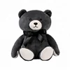 Custom soft fur bear plush stuffed toys custom black bow tie teddy bear