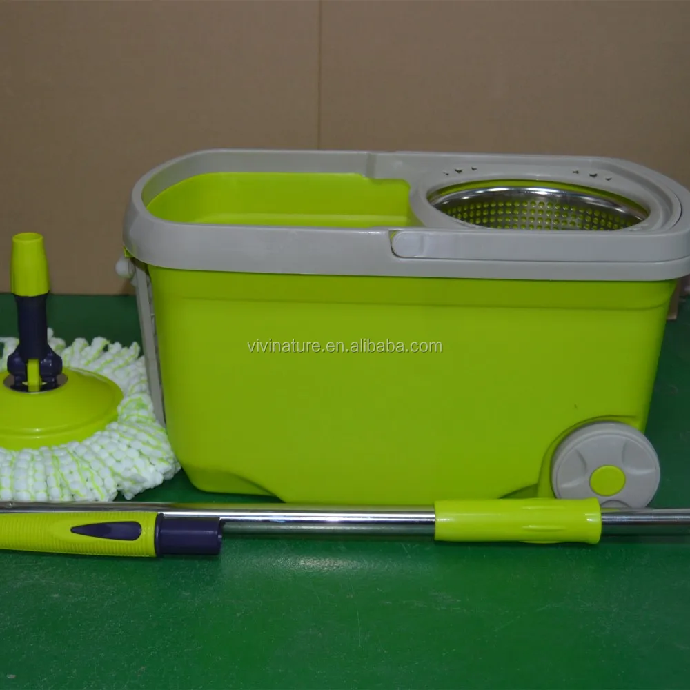 Spin Mop Bucket System Premium Microfiber Floor Mop With Stainless