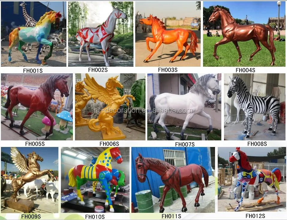 Modern Zoo Decoration High Simulation Lifesize Fiberglass Horse Statue