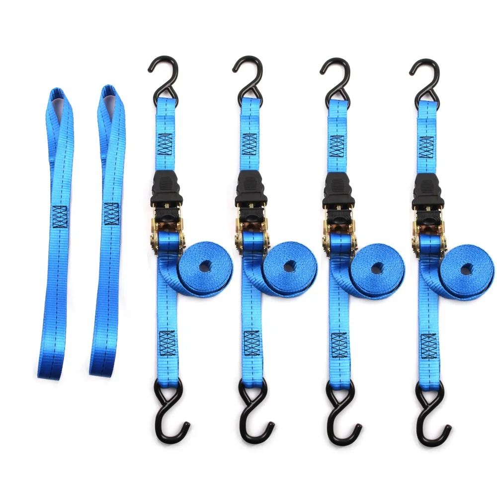 2pcs 25mm 800kg Cargo Lashing Motorcycle Luggage Tie Down Straps Set