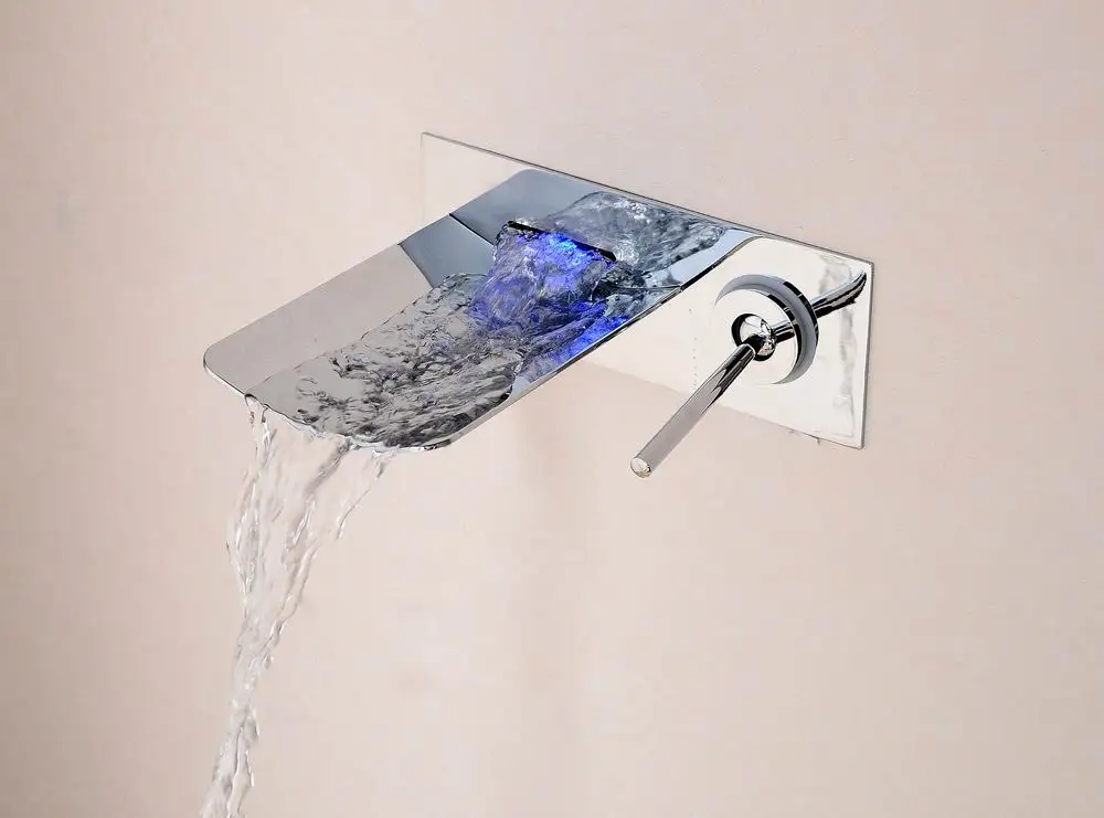 Single Handle Hot Cold Water Mixer Taps For Wash Basin Artistic Brass Color Changing Led Light Waterfall Bathroom Faucet Buy Bathroom Faucet Waterfall Faucet Led Faucet Product On Alibaba Com