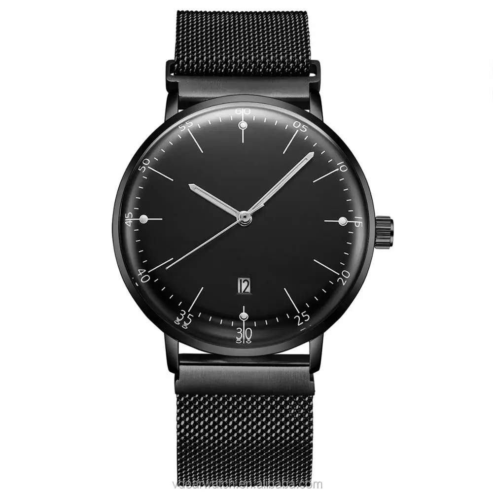 Unique quartz domed glass blue dial watch classic brand names men watches 2017 luxury with milanese strap