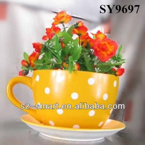 Ceramic Yellow Tea Cup And Saucer Flower Pot - Buy Tea Cup And ... Ceramic Yellow Tea Cup And Saucer Flower Pot - Buy Tea Cup And ...