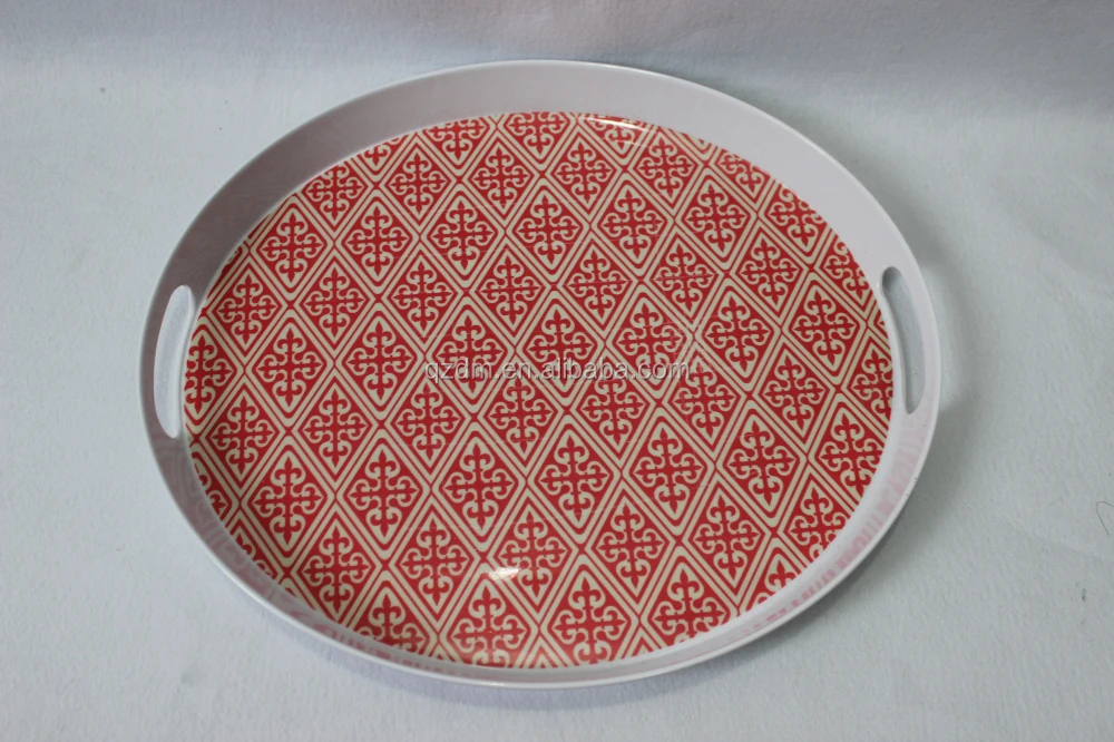 Melamine round tray Plastic oval with handle