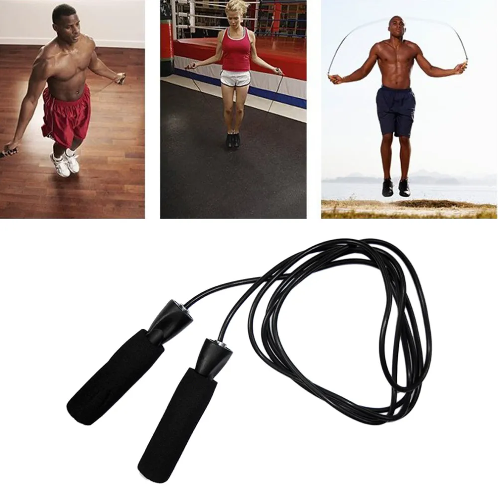 Kinzi Black Jump Rope Speed Skipping Workout Gym Boxing Mens Crossfit Exercise 