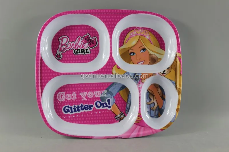 100% Mealmine 4 Divide Plate, Melamine Dinner Plate For Kids