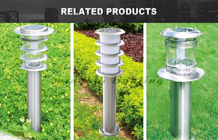 Best quality stainless steel garden light bollard 300mm 600mm 800mm 1000mm height solar lawn lamp