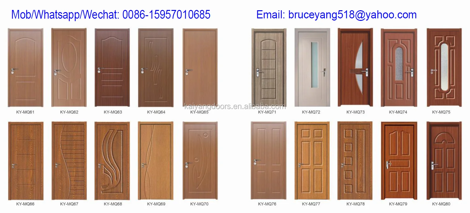 Low cost and high quality mdf pvc door flat door wooden bedroom main designs doors