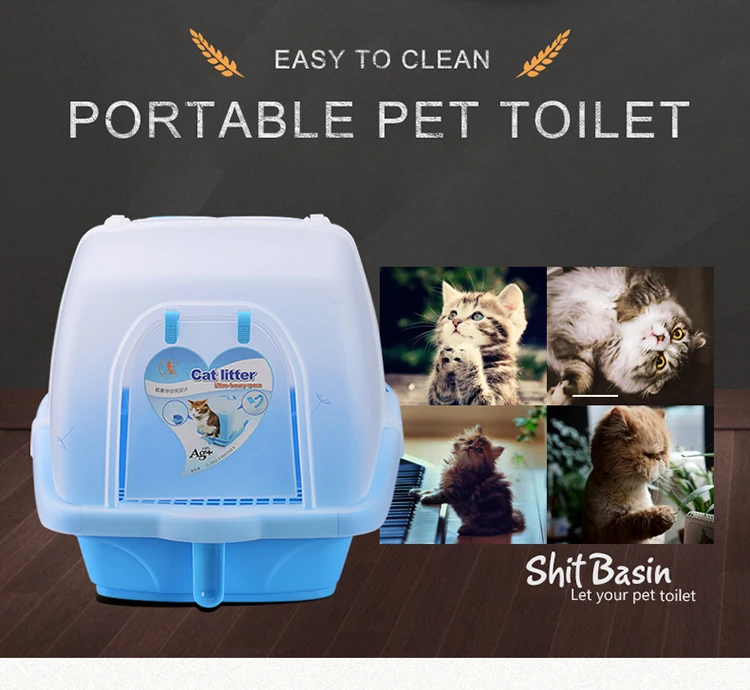 Enclosed Cat Litter Box Luxury Portable Plastic Indoor Cat Litter