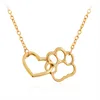 Hollow Pet Paw Footprint Shellhard Cute Animal Dog Cat Love Heart Pendant Necklace For Women Girls Jewelry