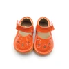 In Bulk Orange Leather Rubber Sole Adjustable Strap Squeaky Footwear