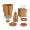 Luxury 6 Piece Bamboo and Stainless Steel Bathroom Accessory Set