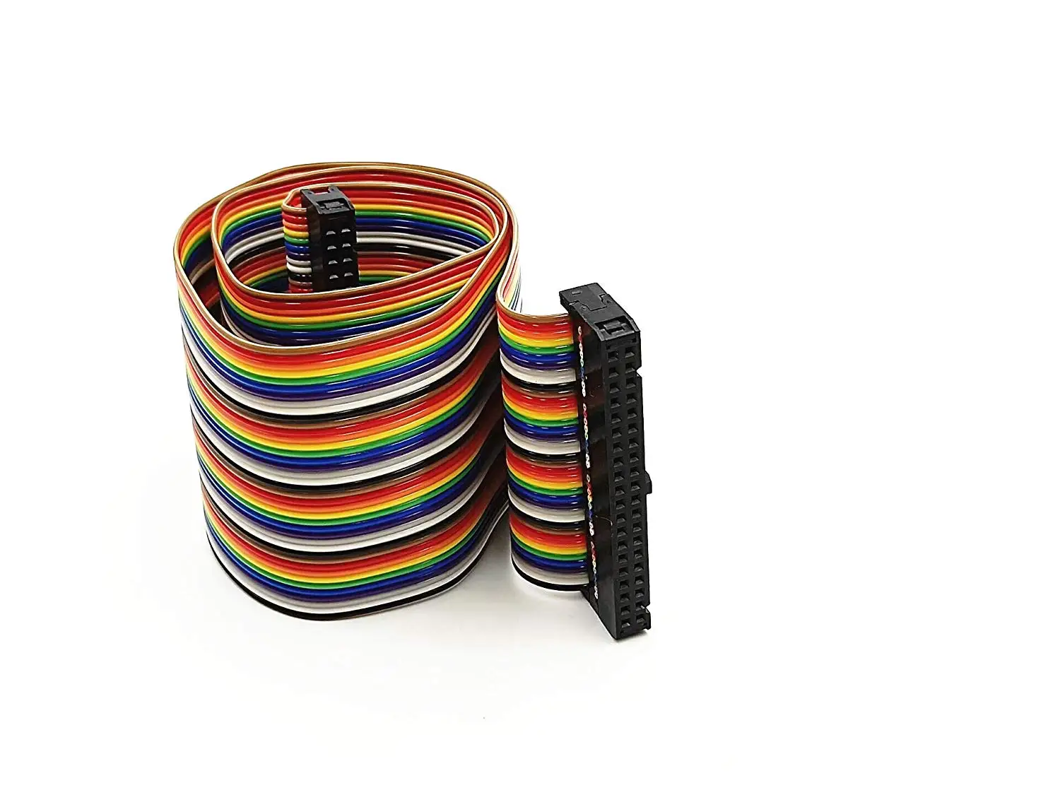 BLS 2.54mm Pitch 40 Pin 40 Way F/F Connector IDC Flat Rainbow Ribbon Cable 1.7ft