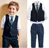 Fashion boys tie + vest + shirt + pants 4 pieces set clothing set
