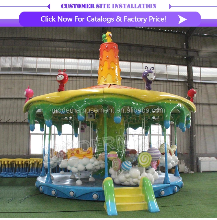 Factory cheap playground equipment amusement rides electric fiberglass musical carousel