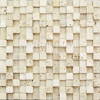 3d Design Travertine Background Wall Decoration Marble Mosaic Tile