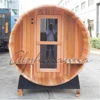 Wood stove barrel sauna 2100*2100MM for 4-5 Person Outdoor Barrel sauna with hand finished benches, glass door and 6.0 Kw HEATER